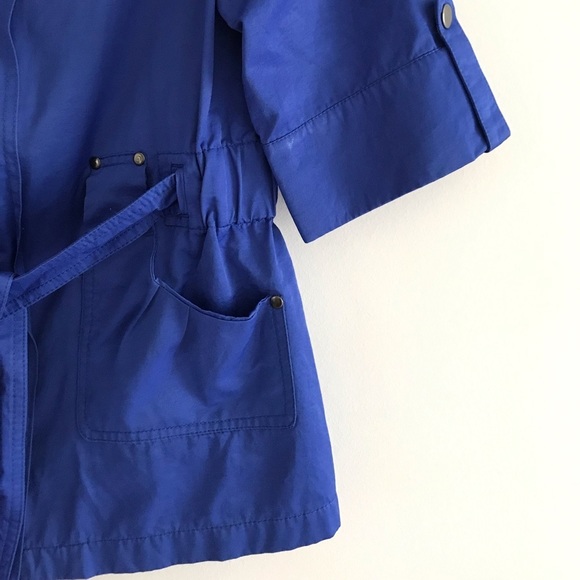 Luii | Short Sleeve Belted Pocketed Zippered Jacket Womens Size M Blue - Picture 3 of 9